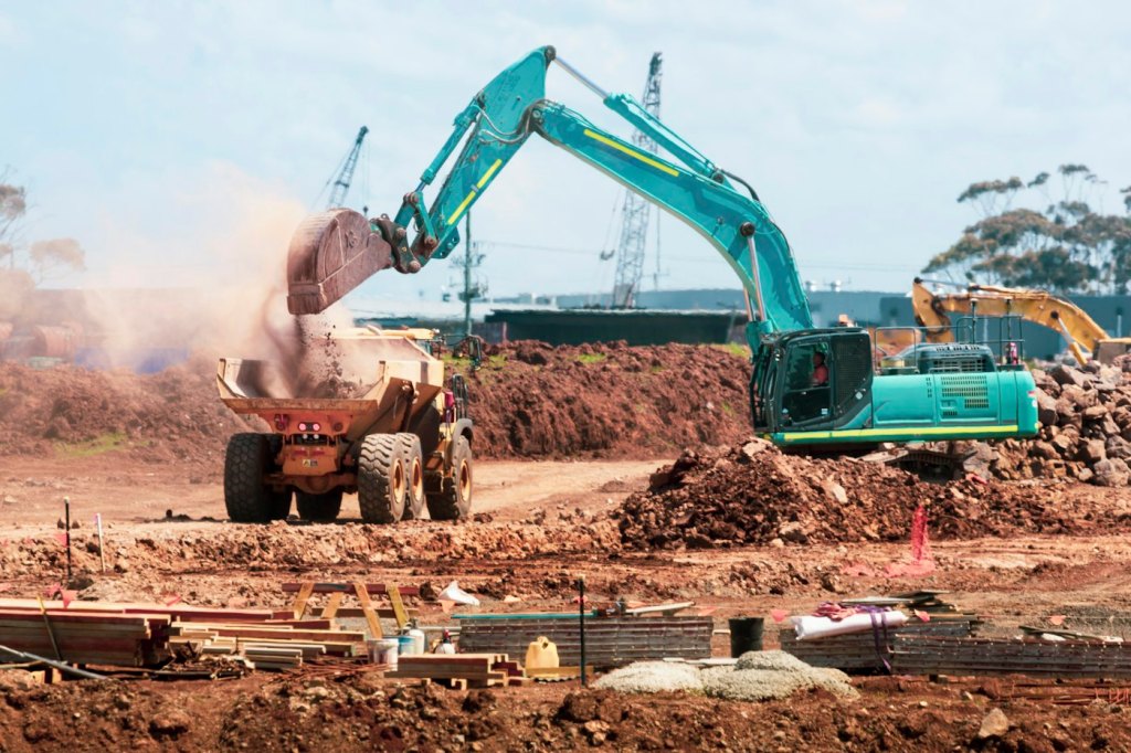 Excavator working on a construction site